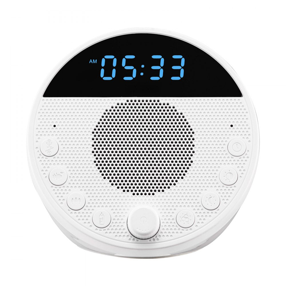 VEVOR Sound Machine, 18 Soothing Sleep Sounds and 7-Color Night Light, 5-in-1 White Noise Sound Machine with Dual Alarms, Auto-Off Timer and Memory Function, for Baby, Adults, Home, Office & Travel