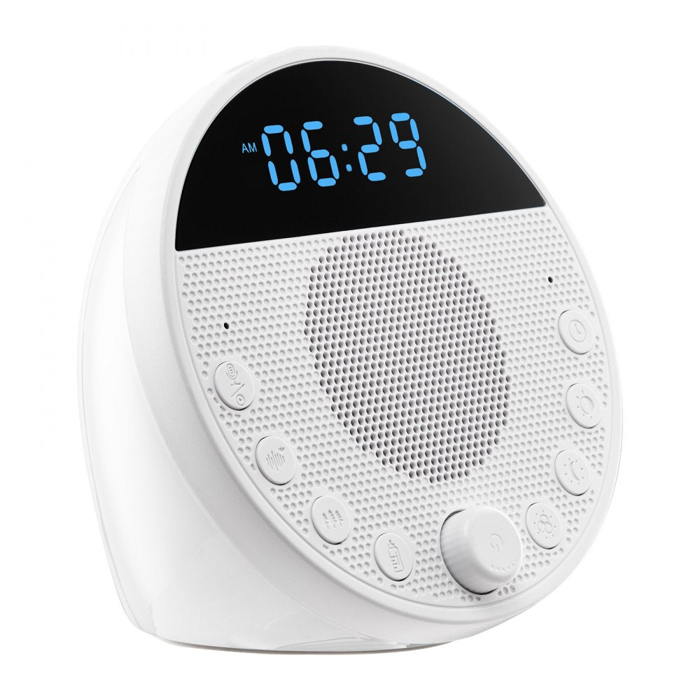 VEVOR Sound Machine, 18 Soothing Sleep Sounds, 7-Color Night Light, 6-in-1 White Noise Sound Machine with Dual Alarms, APP, Auto-Off Timer and Memory Function, for Baby, Adults, Home, Office & Travel