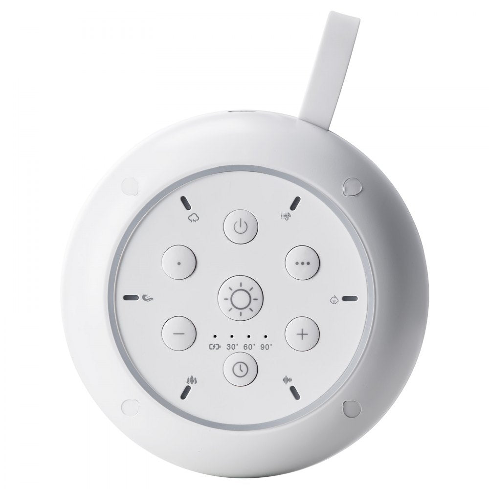 VEVOR Sound Machine, 30 Soothing Sleep Sounds, 3-in-1 Portable and Hangable White Noise Sound Machine with Auto-Off Timer, Soft Ring Light and Memory Function, for Baby, Adults, Home, Office & Travel