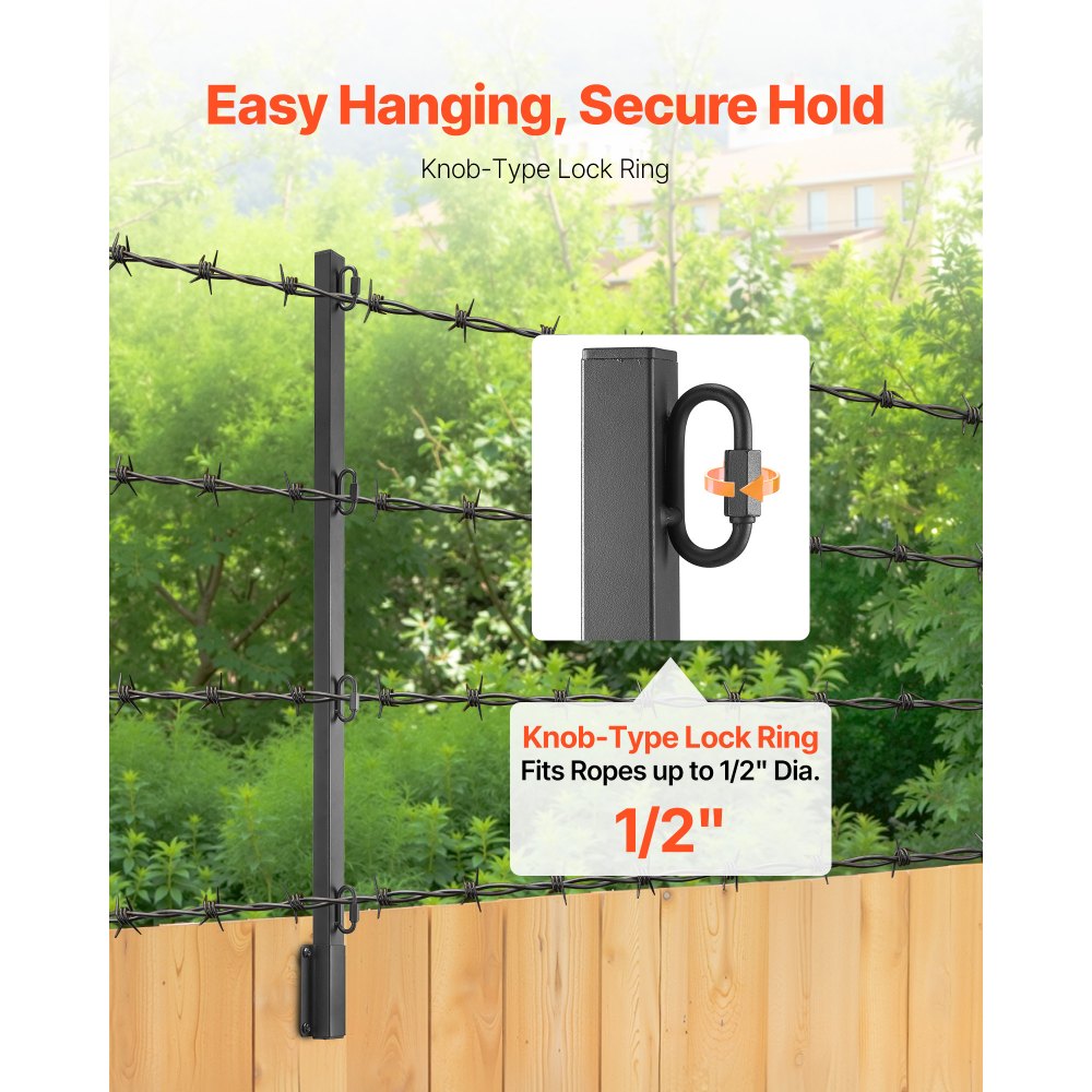 VEVOR Fence Post Extender, 12 Packs 32.1 in Barbed Wire Arm, Sturdy Steel Fence Height Extender, Flat or Surface Mounted  Barbed Wire Extension Arms, Protect Privacy and Prevent Pets Jumping Off