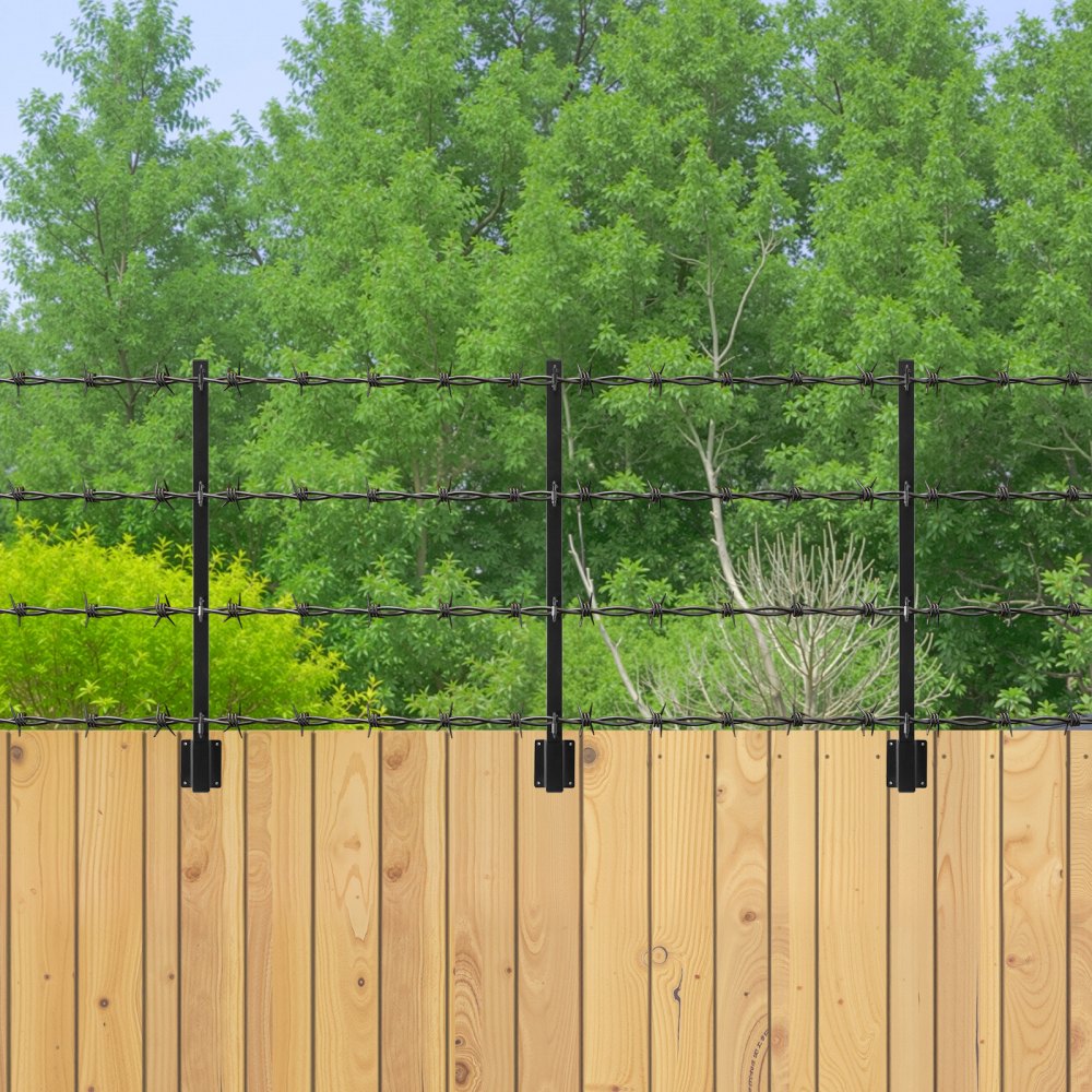 VEVOR Fence Post Extender, 12 Packs 32.1 in Barbed Wire Arm, Sturdy Steel Fence Height Extender, Flat or Surface Mounted  Barbed Wire Extension Arms, Protect Privacy and Prevent Pets Jumping Off