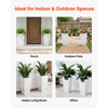 VEVOR Tall Planters Set of 2, 26 Inch Large Outdoor Taper Planters for Outdoor Indoor Plants, Front Porch Plastic Modern Flower Pots with Casters, Inner Pot & Drainage Holes for Patio, Garden, White