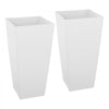 VEVOR Tall Planters Set of 2, 26 Inch Large Outdoor Taper Planters for Outdoor Indoor Plants, Front Porch Plastic Modern Flower Pots with Casters, Inner Pot & Drainage Holes for Patio, Garden, White