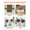 VEVOR Tall Planters Set of 2, 22 Inch Large Outdoor Taper Planters for Outdoor Indoor Plants, Front Porch Plastic Modern Flower Pots with Casters, Inner Pot & Drainage Holes for Patio, Garden, White