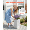 VEVOR Tall Planters Set of 2, 23 Inch Large Outdoor Taper Planters for Outdoor Indoor Plants, Front Porch Plastic Modern Flower Pots with Casters, Inner Pot & Drainage Holes for Patio, Garden, White