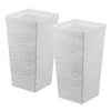 VEVOR Tall Planters Set of 2, 23 Inch Large Outdoor Taper Planters for Outdoor Indoor Plants, Front Porch Plastic Modern Flower Pots with Casters, Inner Pot & Drainage Holes for Patio, Garden, White