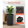 VEVOR Tall Planters Set of 2, 26 Inch Large Outdoor Taper Planters for Outdoor Indoor Plants, Front Porch Plastic Modern Flower Pots with Casters, Inner Pot & Drainage Holes for Patio, Garden, Black