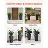 VEVOR Tall Planters Set of 2, 26 Inch Large Outdoor Taper Planters for Outdoor Indoor Plants, Front Porch Plastic Modern Flower Pots with Casters, Inner Pot & Drainage Holes for Patio, Garden, Black