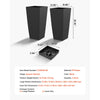 VEVOR Tall Planters Set of 2, 26 Inch Large Outdoor Taper Planters for Outdoor Indoor Plants, Front Porch Plastic Modern Flower Pots with Casters, Inner Pot & Drainage Holes for Patio, Garden, Black
