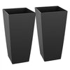 VEVOR Tall Planters Set of 2, 26 Inch Large Outdoor Taper Planters for Outdoor Indoor Plants, Front Porch Plastic Modern Flower Pots with Casters, Inner Pot & Drainage Holes for Patio, Garden, Black