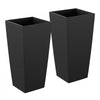VEVOR Tall Planters Set of 2, 26 Inch Large Outdoor Taper Planters for Outdoor Indoor Plants, Front Porch Plastic Modern Flower Pots with Casters, Inner Pot & Drainage Holes for Patio, Garden, Black