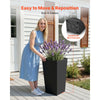 VEVOR Tall Planters Set of 2, 30 Inch Large Outdoor Taper Planters for Outdoor Indoor Plants, Front Porch Plastic Modern Flower Pots with Casters, Inner Pot & Drainage Holes for Patio, Garden, Black