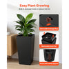 VEVOR Tall Planters Set of 2, 30 Inch Large Outdoor Taper Planters for Outdoor Indoor Plants, Front Porch Plastic Modern Flower Pots with Casters, Inner Pot & Drainage Holes for Patio, Garden, Black