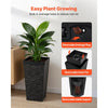 VEVOR Tall Planters Set of 2, 23 Inch Large Outdoor Taper Planters for Outdoor Indoor Plants, Front Porch Plastic Modern Flower Pots with Casters, Inner Pot & Drainage Holes for Patio, Garden, Black
