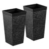 VEVOR Tall Planters Set of 2, 23 Inch Large Outdoor Taper Planters for Outdoor Indoor Plants, Front Porch Plastic Modern Flower Pots with Casters, Inner Pot & Drainage Holes for Patio, Garden, Black
