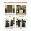 VEVOR Tall Planters Set of 2, 22 Inch Large Outdoor Taper Planters for Outdoor Indoor Plants, Front Porch Plastic Modern Flower Pots with Casters, Inner Pot & Drainage Holes for Patio, Garden, Black