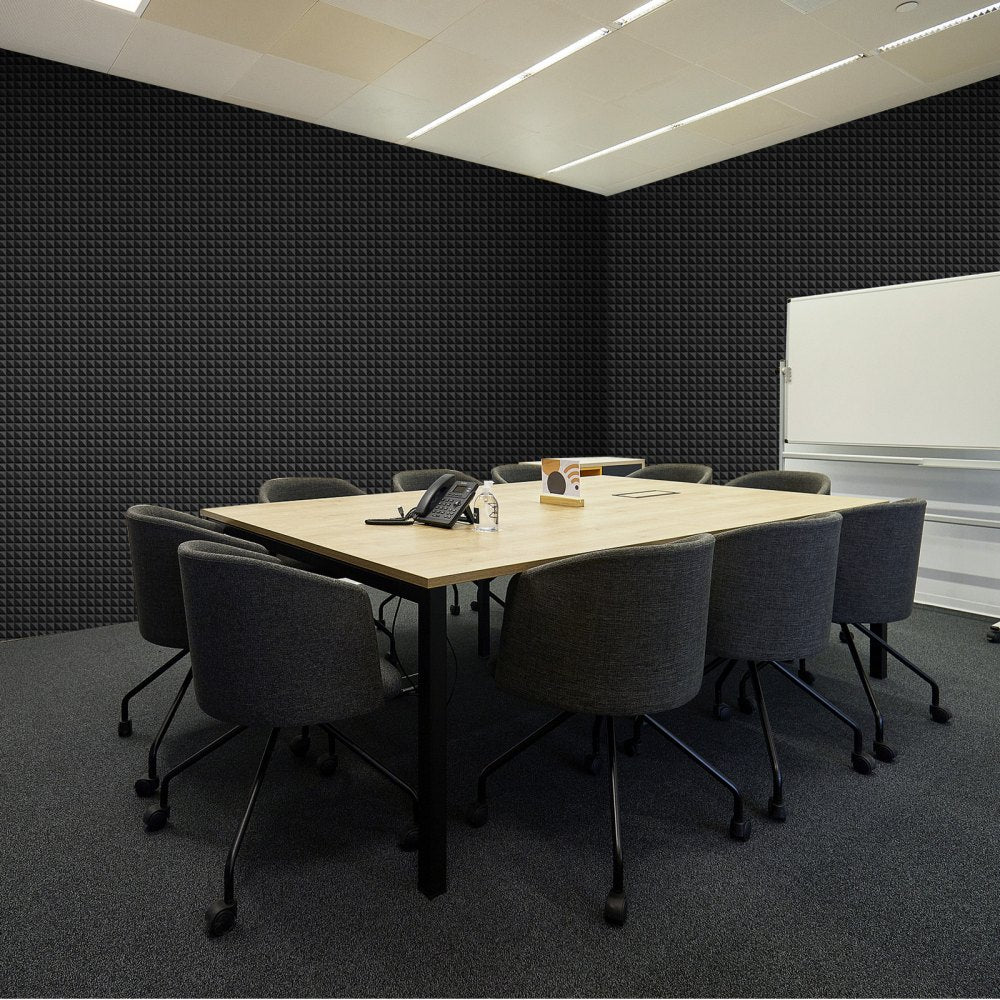 VEVOR Acoustic Foam Panels, 24 Pack 12 x 12 x 2 inches, Pyramid Soundproof Wall Panels,Fire-Resistant Acoustic Panels,Sound Dampening Absorbing Panels for Studio Wall and Ceiling,Black
