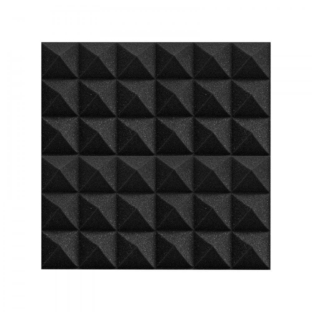 VEVOR Acoustic Foam Panels, 24 Pack 12 x 12 x 2 inches, Pyramid Soundproof Wall Panels,Fire-Resistant Acoustic Panels,Sound Dampening Absorbing Panels for Studio Wall and Ceiling,Black