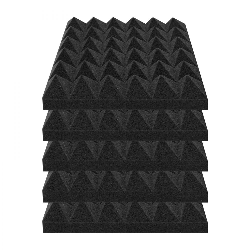 VEVOR Acoustic Foam Panels, 24 Pack 12 x 12 x 2 inches, Pyramid Soundproof Wall Panels,Fire-Resistant Acoustic Panels,Sound Dampening Absorbing Panels for Studio Wall and Ceiling,Black