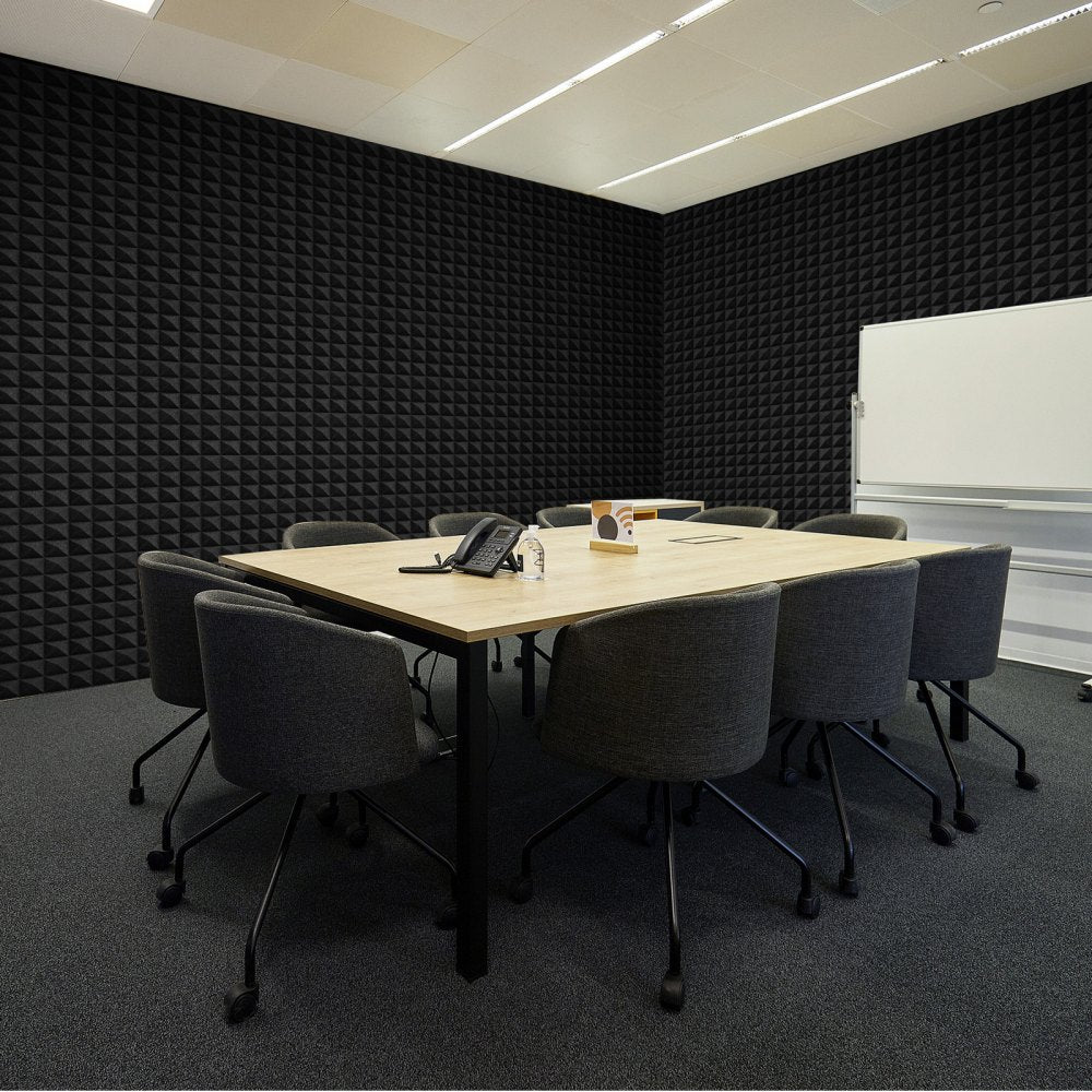 VEVOR Acoustic Foam Panels, 4 Pack 48 x 24 x 2 inches, Pyramid Designed Soundproof Wall Panels,Fire-Resistant Acoustic Panels,Sound Dampening Absorbing Panels for Studio Wall and Ceiling,Black