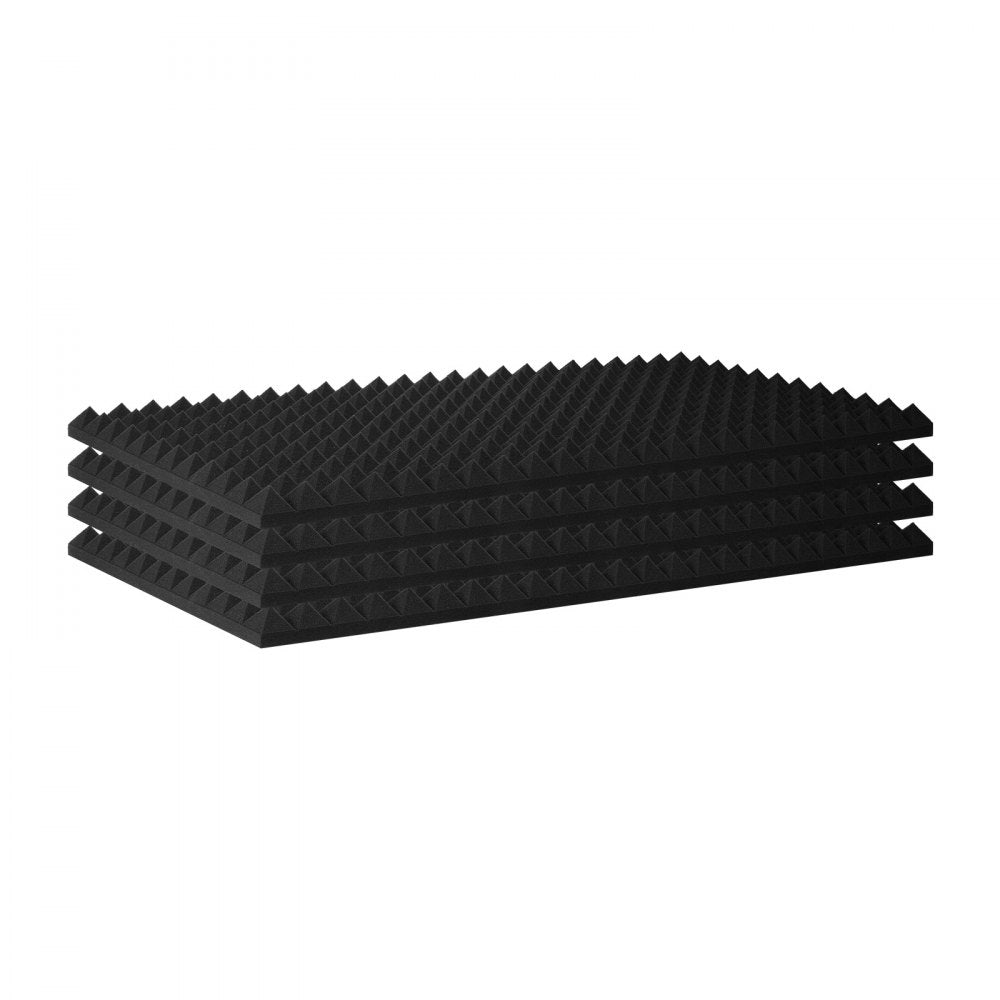 VEVOR Acoustic Foam Panels, 4 Pack 48 x 24 x 2 inches, Pyramid Designed Soundproof Wall Panels,Fire-Resistant Acoustic Panels,Sound Dampening Absorbing Panels for Studio Wall and Ceiling,Black
