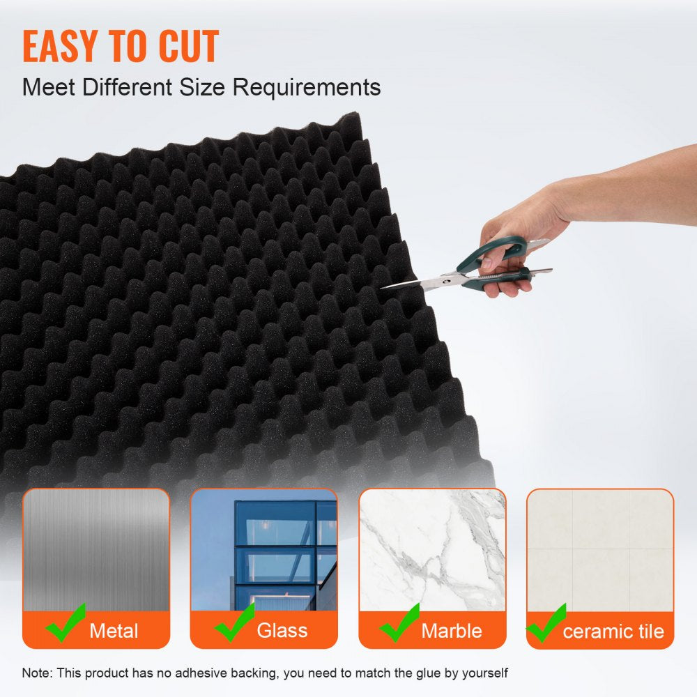 VEVOR Acoustic Foam Panels, 4 Pack 48 x 24 x 2 inches, Egg Designed Soundproof Wall Panels,Fire-Resistant Acoustic Panels,Sound Dampening Absorbing Panels for Studio Wall and Ceiling,Black