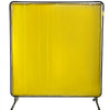 VEVOR Welding Screen with Frame 6\' x 6\', Welding Curtain with 4 Wheels, Welding Protection Screen Yellow Flame-Resistant Vinyl, Portable Light-Proof Professional