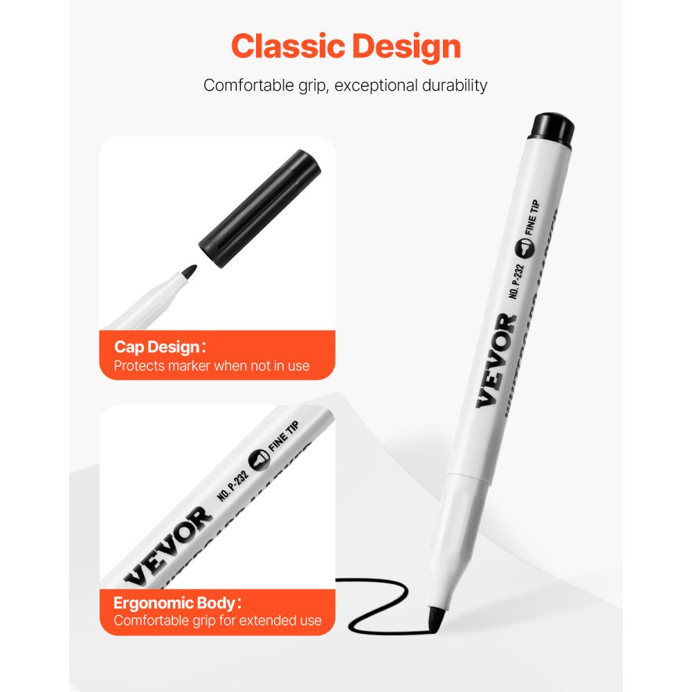 VEVOR Black Dry Erase Markers, 36 Pack Low-Odor Whiteboard Markers, Fine Point Whiteboard Markers, Easily Clean Dry Erase Markers Bulk for School Office Home
