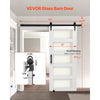 VEVOR Sliding Barn Door, 32 x 84 inch, High-Strength MDF Panel and Glass, Barn Door with Hardware Kit, Water-Proof PVC Surface, Easy to Install, H-Frame, Smoothly and Quietly Sliding for Living Room