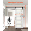 VEVOR Sliding Barn Door, 30 x 84 inch, High-Strength MDF Panel and Glass, Barn Door with Hardware Kit, Water-Proof PVC Surface, Easy to Install, H-Frame, Smoothly and Quietly Sliding for Living Room