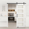 VEVOR Sliding Barn Door, 30 x 84 inch, High-Strength MDF Panel and Glass, Barn Door with Hardware Kit, Water-Proof PVC Surface, Easy to Install, H-Frame, Smoothly and Quietly Sliding for Living Room