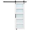 VEVOR Sliding Barn Door, 30 x 84 inch, High-Strength MDF Panel and Glass, Barn Door with Hardware Kit, Water-Proof PVC Surface, Easy to Install, H-Frame, Smoothly and Quietly Sliding for Living Room