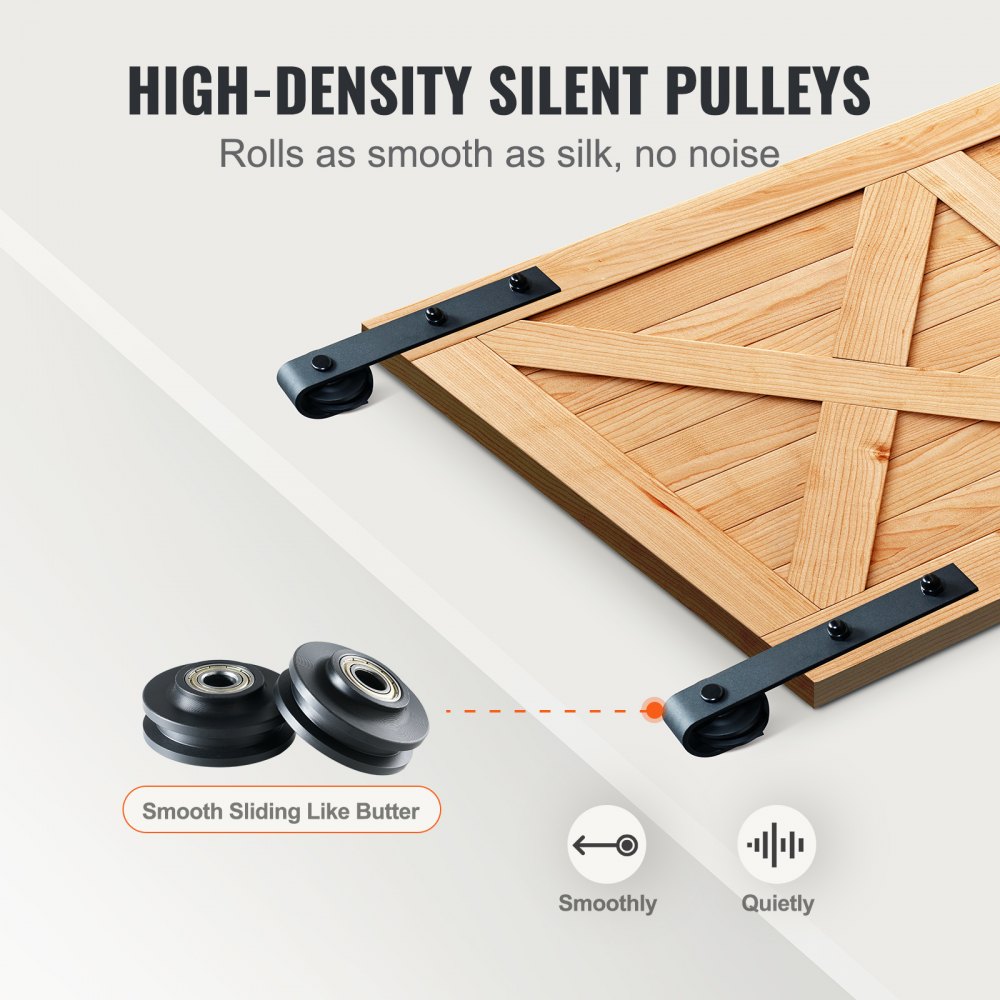 VEVOR 10FT Sliding Barn Door Hardware Kit, 330LBS Loading Heavy Duty Barn Door Track Kit for Single Door, Fit 4.6-5.2FT Wide and 1.3"-1.8" Thick Door Panel, with Smooth & Silent Pulley (J Shape)