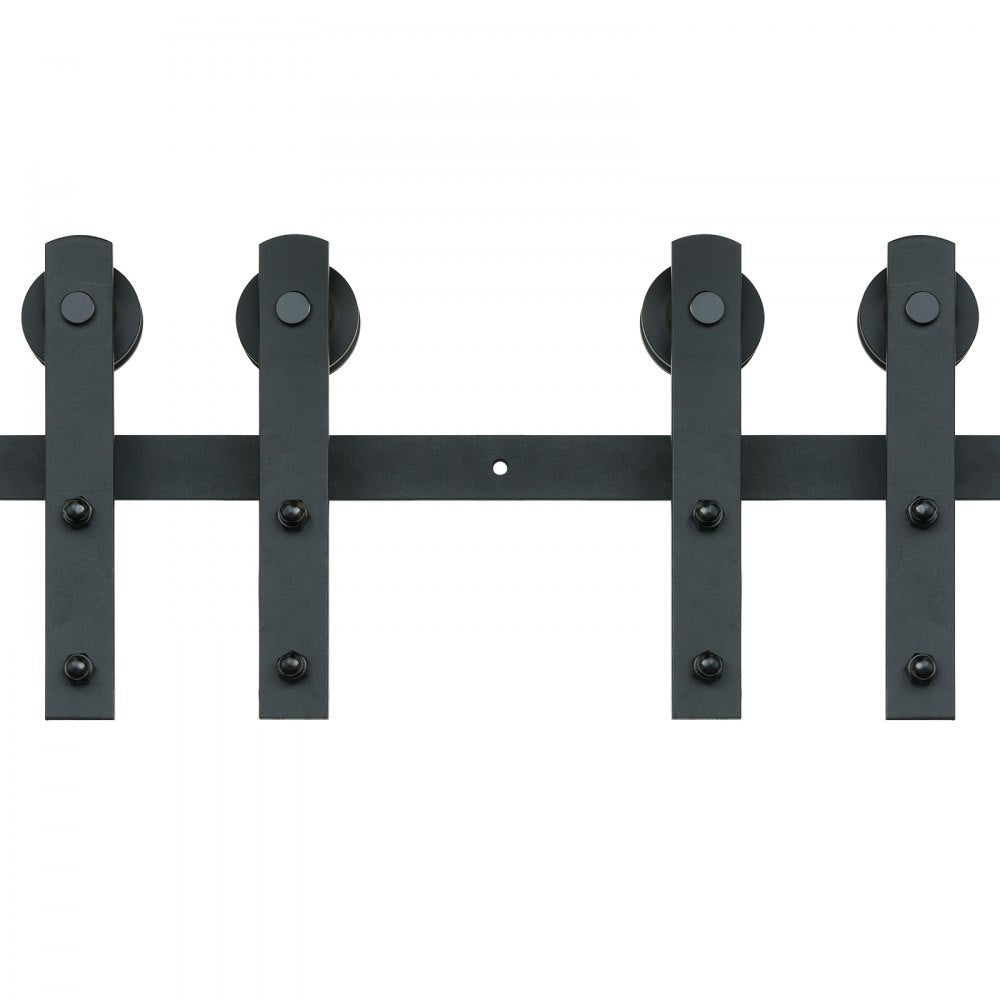 VEVOR 8FT Sliding Barn Door Hardware Kit, 330LBS Heavy Duty Barn Door Track Kit for Double Doors, Fit 3.7-4.3FT Total Wide and 1.3"-1.8" Thick 2 Door Panel, with Smooth & Silent Pulley (I Shape)