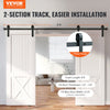 VEVOR 8FT Sliding Barn Door Hardware Kit, 330LBS Heavy Duty Barn Door Track Kit for Double Doors, Fit 3.7-4.3FT Total Wide and 1.3"-1.8" Thick 2 Door Panel, with Smooth & Silent Pulley (J Shape)