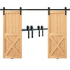 VEVOR 8FT Sliding Barn Door Hardware Kit, 330LBS Heavy Duty Barn Door Track Kit for Double Doors, Fit 3.7-4.3FT Total Wide and 1.3"-1.8" Thick 2 Door Panel, with Smooth & Silent Pulley (J Shape)