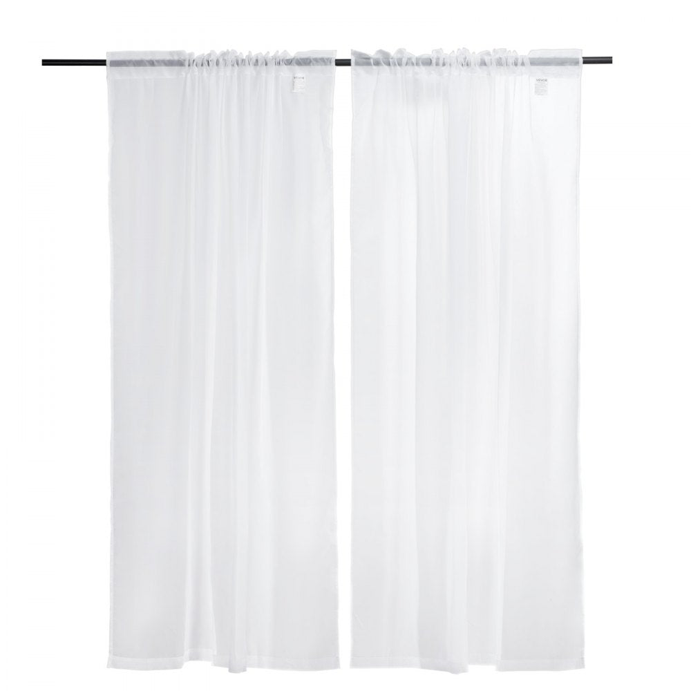 VEVOR Sheer Curtains, 84 inches Long, 2 Panels Set Sheer White Curtains, Each 42" W x 84" L, Dual Rod Pocket Installation, 100% Polyester Window Drapes for Bedroom, Living Room, Balcony, Yard