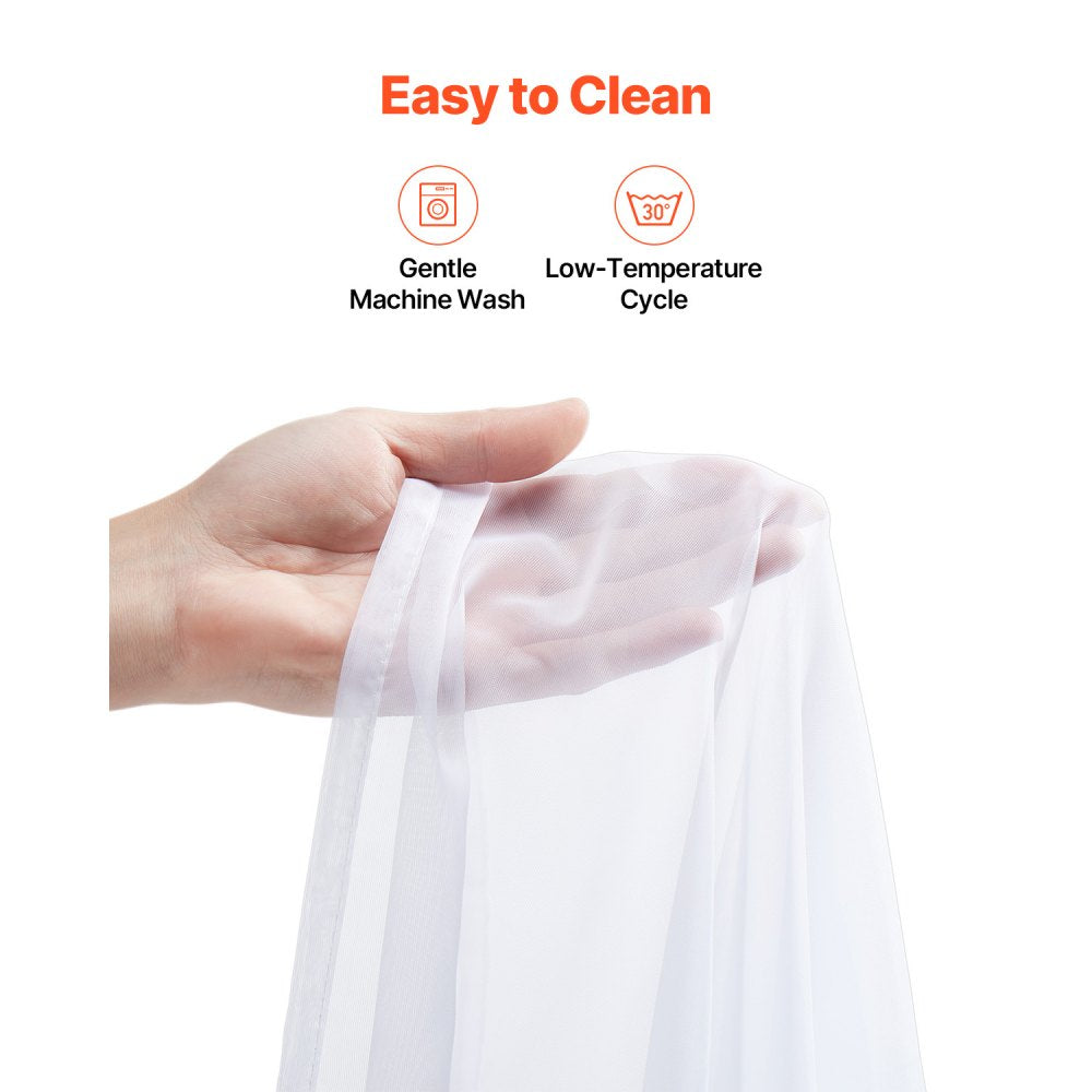 VEVOR Sheer Curtains, 84 inches Long, 2 Panels Set Sheer White Curtains, Each 52" W x 84" L, Dual Rod Pocket Installation, 100% Polyester Window Drapes for Bedroom, Living Room, Balcony, Yard