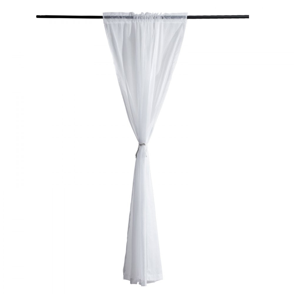 VEVOR Sheer Curtains, 84 inches Long, 2 Panels Set Sheer White Curtains, Each 52" W x 84" L, Dual Rod Pocket Installation, 100% Polyester Window Drapes for Bedroom, Living Room, Balcony, Yard