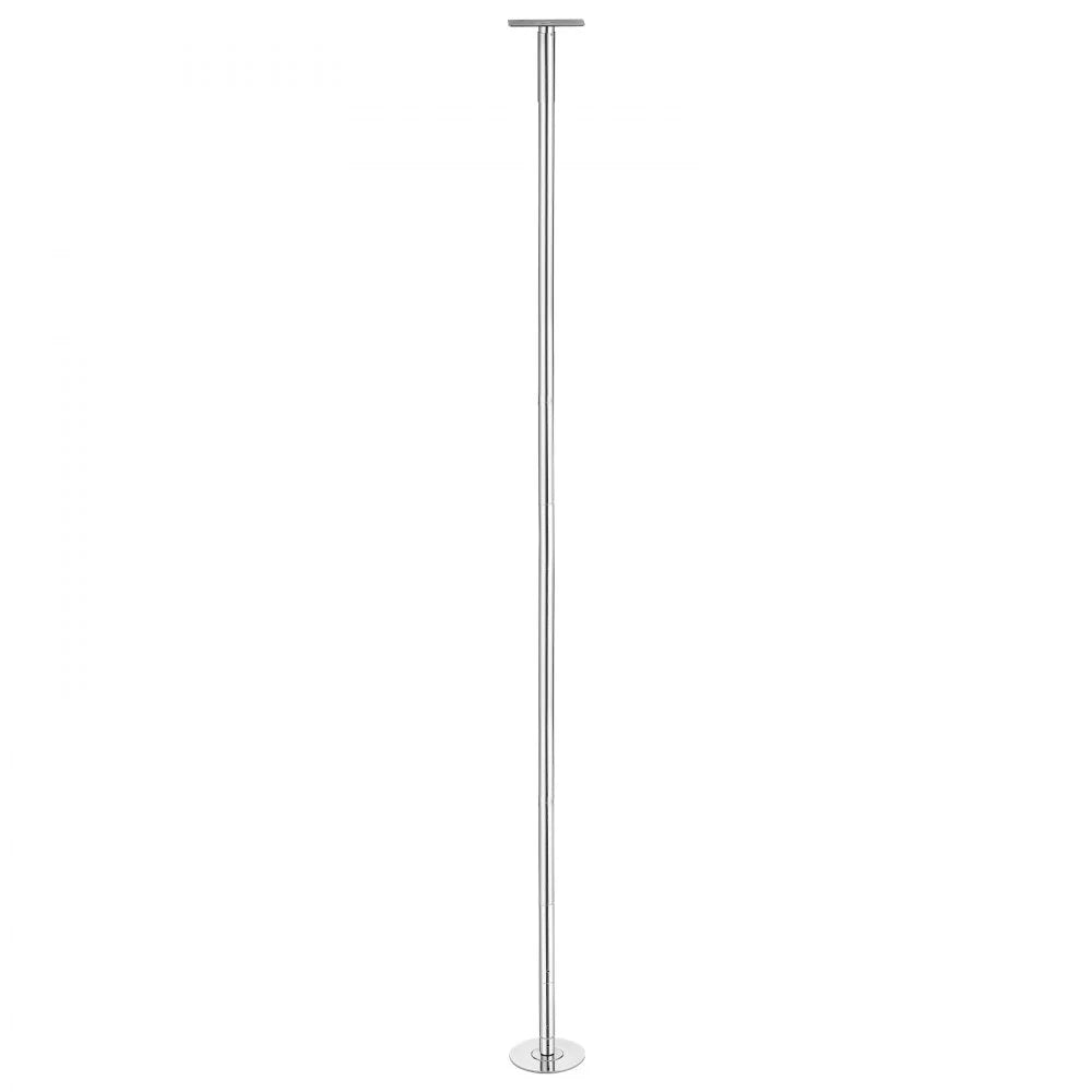 VEVOR Professional Dance Pole, Static/Spinning Dancing Poles, 82-118 in, Fixed-Mount Exercise Dancing Pole for Fitness, Adjustable Height, 45 mm Heavy-Duty Steel Build, 440 lb Capacity, Silver