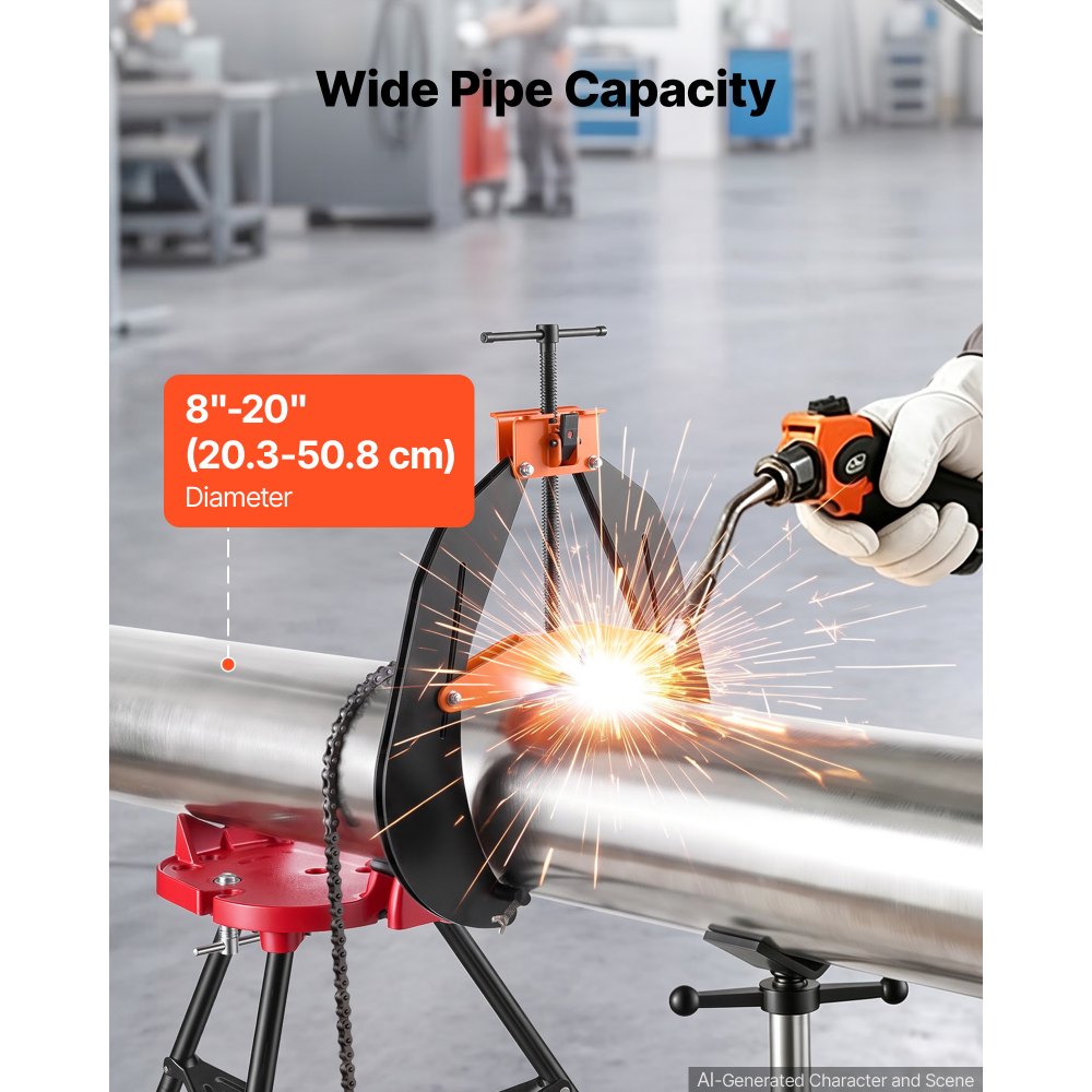 VEVOR 203.2–508 mm Pipe Alignment Clamp Tool, Precision 3-Point Alignment Tool with T-Handle & Quick Release Button, High-Strength Steel Pipe Clamp for Piping Welding & Fabrication