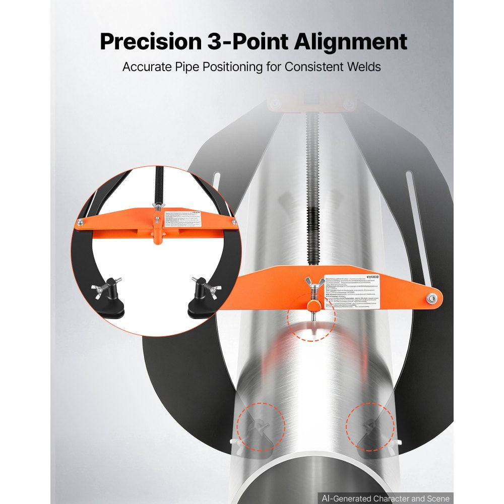 VEVOR 203.2–508 mm Pipe Alignment Clamp Tool, Precision 3-Point Alignment Tool with T-Handle & Quick Release Button, High-Strength Steel Pipe Clamp for Piping Welding & Fabrication