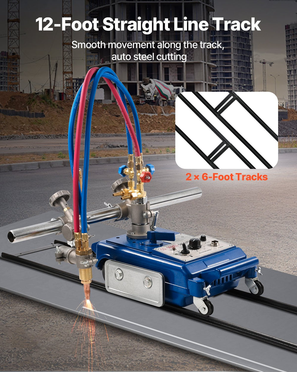 12-foot straight line track (2 x 6-foot tracks) shown in use