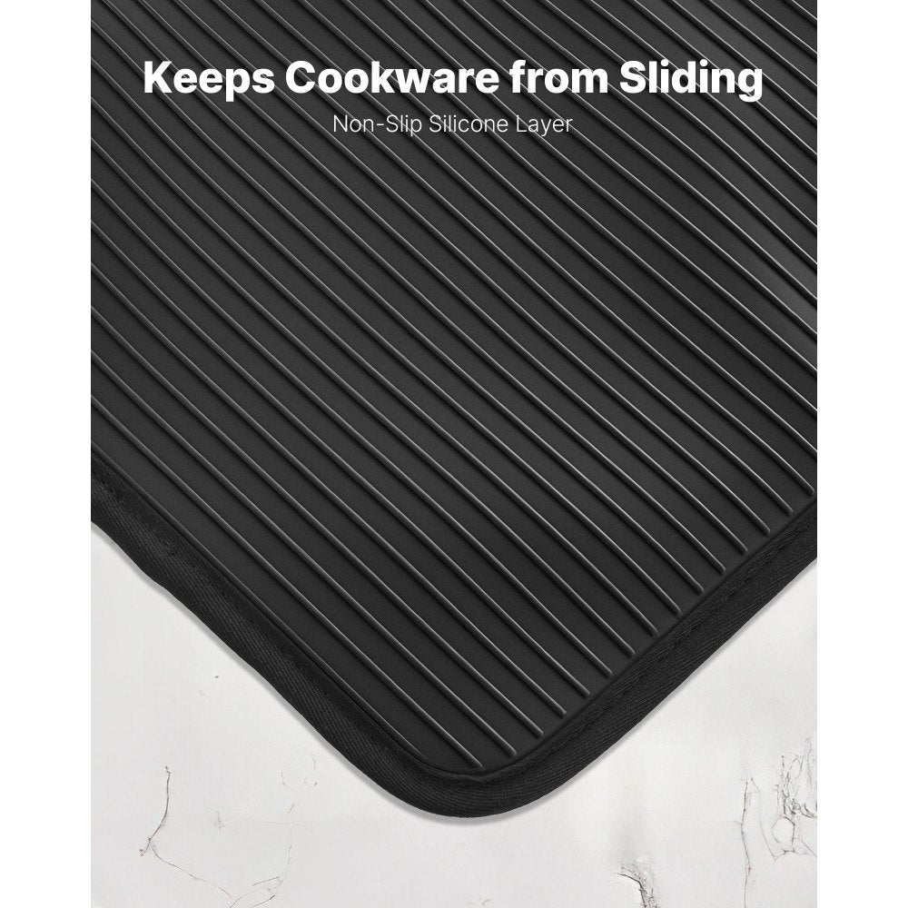 VEVOR Pot Holders, Heat Resistant to 500°F with Ribbed Soft Anti-Slip Silicone Strips, 100% Cotton 9.06 x 8.98 inch Hot Pads with 2 No-Marks Hooks, Washable Pot Trivets for Kitchen & Barbeque, 2 Pack