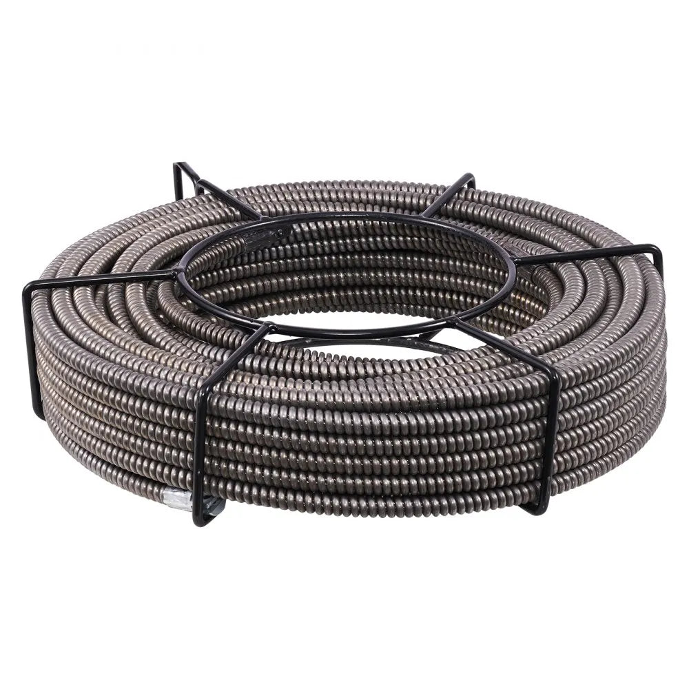 VEVOR Drain Cleaning Cable 100 Feet x 1/2 Inch Solid Core Cable Sewer Cable Drain Auger Cable Cleaner Snake Clog Pipe Drain Cleaning Cable Sewer Drain Auger Snake Pipe