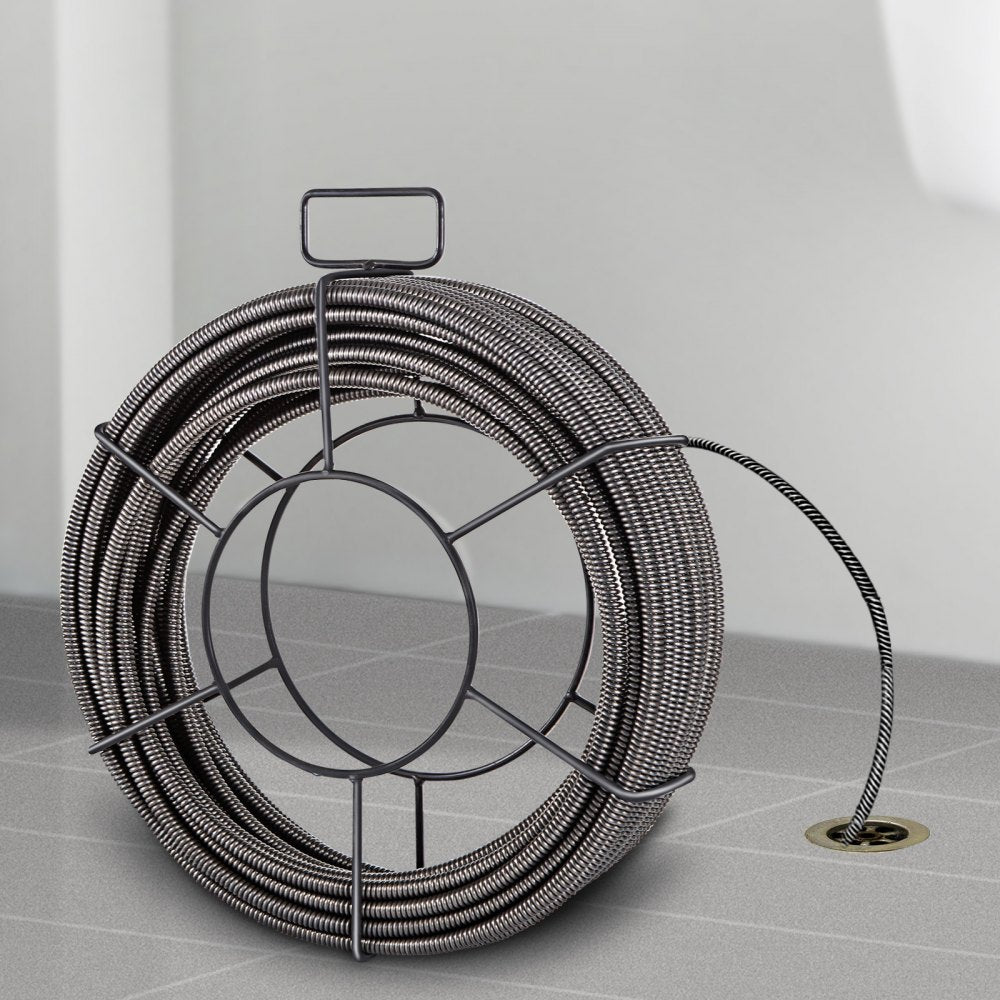 VEVOR Drain Cleaning Cable 50 Feet x 1/2 Inch Solid Core Cable Sewer Cable Drain Auger Cable Cleaner Snake Clog Pipe Drain Cleaning Cable Sewer Drain Auger Snake Pipe