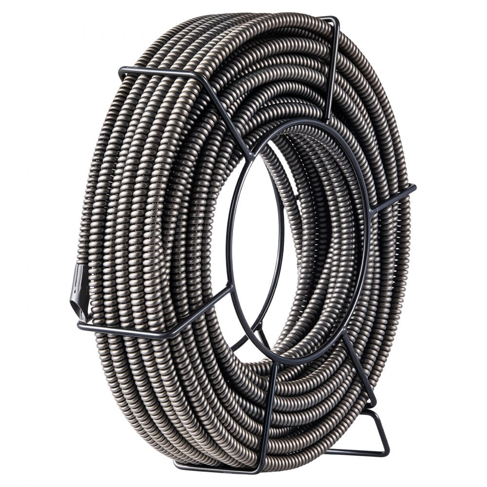 VEVOR Drain Cleaning Cable 75 Feet x 1/2 Inch Solid Core Cable Sewer Cable Drain Auger Cable Cleaner Snake Clog Pipe Drain Cleaning Cable Sewer Drain Auger Snake Pipe