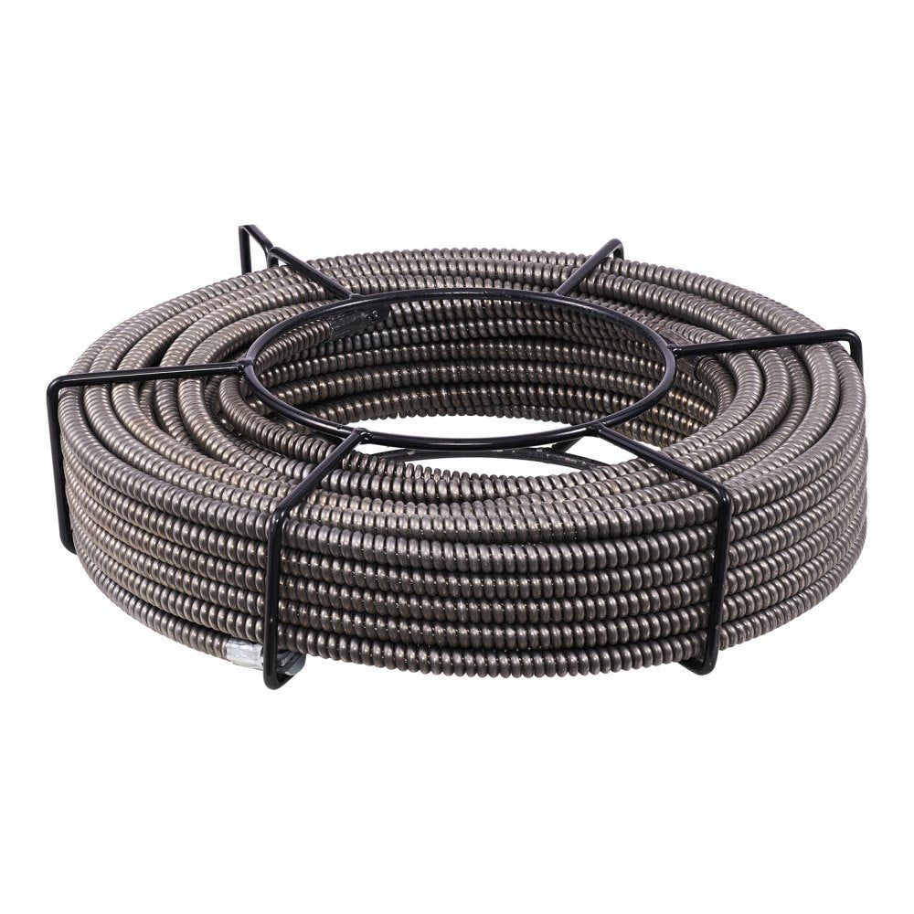 VEVOR Drain Cleaning Cable 75 Feet x 1/2 Inch Solid Core Cable Sewer Cable Drain Auger Cable Cleaner Snake Clog Pipe Drain Cleaning Cable Sewer Drain Auger Snake Pipe