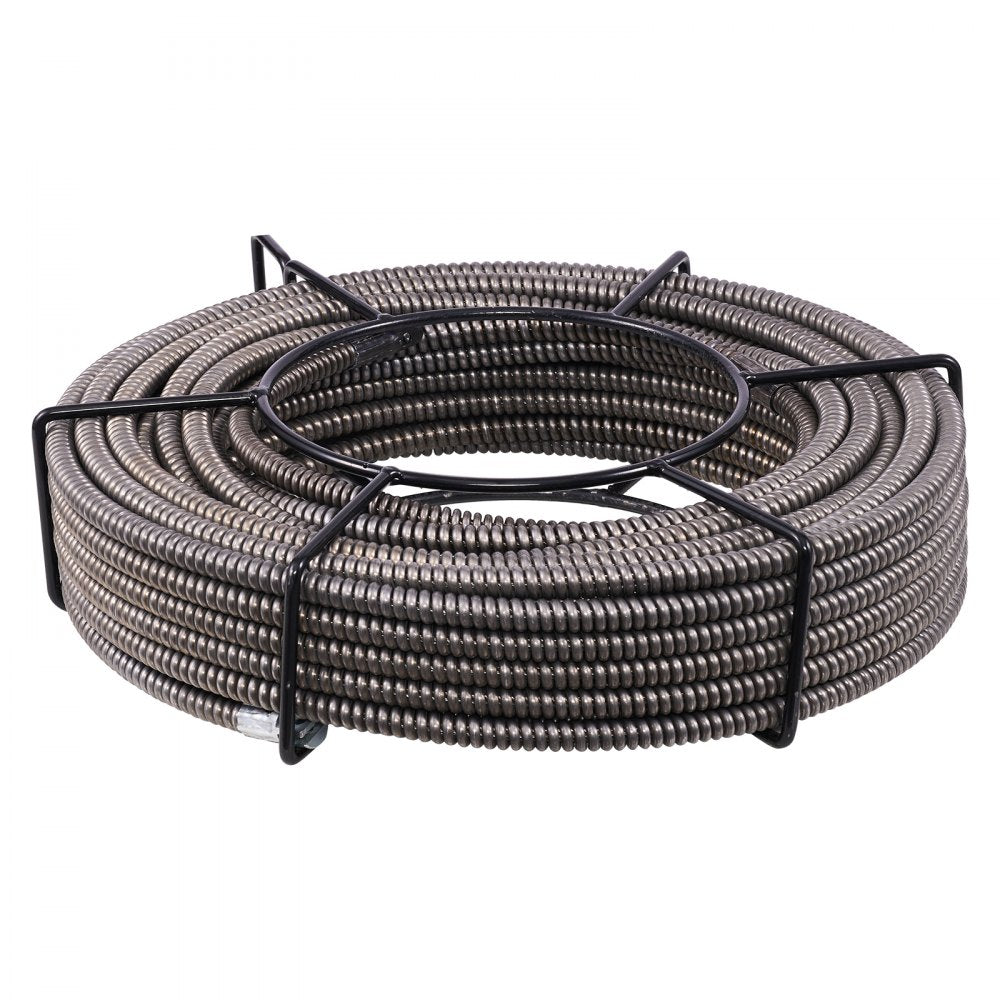 VEVOR Drain Cleaning Cable 75 Feet x 1/2 Inch Solid Core Cable Sewer Cable Drain Auger Cable Cleaner Snake Clog Pipe Drain Cleaning Cable Sewer Drain Auger Snake Pipe