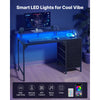 VEVOR 47" Computer Desk with LED Lights & Power Outlets, Gaming Table with 4 Large Drawers, Office Desk with Monitor Stand, Study Work Home Office, Small Spaces, Black